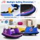 Blue 12V electric kids ride-on bumper car with adjustable safety belt, flashing lights, and dual joysticks for toddlers.