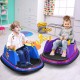 Kids enjoying the blue 12V electric bumper car with flashing lights, featuring dual joysticks for easy control and fun.
