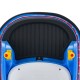 Top view of the blue 12V electric kids ride-on bumper car featuring a wide seat, adjustable safety belt, and flashing.
