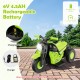Side view of the green 6V kids electric ride-on motorcycle showcasing the charging port and included charger for easy.