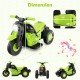Kids electric ride-on motorcycle in green with bubble maker, music, and LED headlight for safe, fun rides.