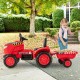 Red 12V kids ride-on tractor with detachable trailer, featuring parental remote control for safe outdoor play.