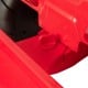 Close-up of the red 12V kids ride-on tractor's trailer attachment, showcasing the durable design and secure connection.