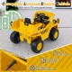 Bright yellow 12V Caterpillar licensed kids ride-on dump truck with tiltable bump bed for outdoor fun and adventure.
