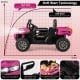 Pink 24V ride-on kids car with dump bed, remote control, spacious seat, and safety belt for fun outdoor adventures.