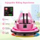Pink 12V kids ride-on bumper car with remote control, 360° spin, music, and 5 light effects for fun driving experiences.