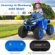 Blue 24V kids ride-on electric ATV with wireless connection, featuring music support and reinforced puncture-proof.