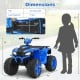 24V blue kids ride-on electric ATV with ergonomic seat, reinforced tires, and LED headlights, suitable for ages 3-8.