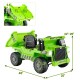 Kids ride-on dump truck in green with electric dump bed, 12V battery, and ergonomic seat for safe outdoor fun.