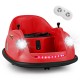 Red 12V electric kids ride-on bumper car with remote control, LED lights, and safety features for indoor or outdoor fun.