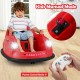 Red 12V electric kids ride-on bumper car with remote control, featuring manual mode, LED lights, and safety belt for.
