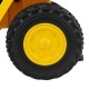 Close-up of the yellow tire on the 6V Electric Caterpillar Construction Vehicle, featuring a treaded, anti-slip design.