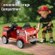 Kids ride-on fire truck in red with convenient storage compartment, perfect for imaginative play and outdoor adventures.