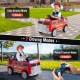 Kids ride-on fire truck in red with remote control, featuring 2 driving modes and storage compartment for fun play.