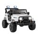 12V kids ride-on truck in white with LED headlights, all-terrain wheels, and remote control for ages 3+.