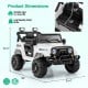 Dimensions of the 12V Kids Ride on Truck Car with remote control, featuring a spacious seat and safety belt for comfort.