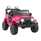 Pink 12V kids ride-on truck with remote control, all-terrain wheels, LED headlights, and spacious seat for ages 3+.