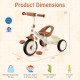 Toddler tricycle with adjustable seat, beige color, featuring all-terrain wheels and rear storage basket for ages 3-5.