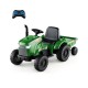 Kids ride-on tractor in grayish green with detachable trailer, remote control, and anti-slip EVA wheels for safe.