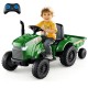 Kids ride-on tractor in grayish green with remote control, featuring spacious seat and anti-slip EVA wheels for safety.