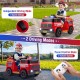 Ride-on fire truck in red with water gun, featuring parent control mode and independent driving for kids aged 37-95.