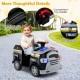 Toddler fire toy car with wide seat, safety belt, and toy holder, designed for ages 37-95 months for fun outdoor play.