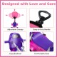 Adjustable canopy and easy-to-grip handle of the pink 3-in-1 push car for toddlers, designed for comfort and safety.
