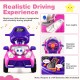 3-in-1 pink push car for toddlers featuring a realistic steering wheel, interactive buttons, and removable guardrail.