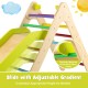 Gradient adjustable slide on a 2-in-1 wooden triangle climber set, designed for kids' safety and playroom fun.