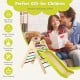 2-in-1 wooden triangle climber set with gradient adjustable slide in multicolor, perfect for kids' playrooms and safety.