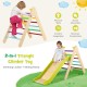 2-in-1 wooden triangle climber set with adjustable slide, designed for kids' safety and playroom fun.