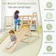 Kids climbing the 6-in-1 wooden jungle gym playset, featuring a smooth slide and sturdy beech wood for safe play.