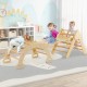 Wooden 5-in-1 kids climber set featuring a triangle arch and ramp, designed for toddlers to enhance motor skills and.
