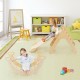 Wooden kids climber toys featuring a triangle arch and ramp, promoting motor skills and fun for toddlers aged 1+.