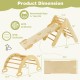 Wooden kids climber with adjustable triangular ramp, designed for ages 1+, promoting motor skills and stability.