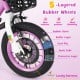 Close-up of the 14-inch kids bike's 5-layer rubber wheels, featuring anti-puncture and shock-absorbing design for.