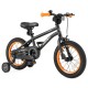 14-inch kids bike with adjustable seat, dual brake system, and removable training wheels for ages 3-5 years.