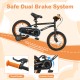 14-inch kids bike featuring a safe dual brake system, adjustable seat, and removable training wheels for ages 3-5.
