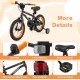14-inch kids bike featuring a high carbon steel frame, adjustable ergonomic seat, and removable training wheels for.