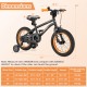 14-inch kids bike with adjustable seat, dual brake system, and training wheels, ideal for ages 3-5 years old.