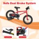14-inch kids bike featuring a safe dual brake system with hand brake and coaster brake, ideal for ages 3-8.
