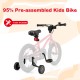 14-inch kids bike with handbrake, coaster brake, and training wheels, 95% pre-assembled for easy setup.