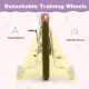 Detachable training wheels on an 18-inch girl bike for kids, enhancing balance and stability during learning.