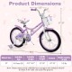 18-inch girl bike with adjustable seat and handlebars, detachable training wheels, and removable basket for kids aged.