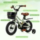 12-inch kids bike with adjustable seat, training wheels, storage basket, and ergonomic seat for safe riding.