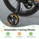 Detachable training wheels on a 14-inch kids bike for added safety and stability, perfect for ages 3-5 years.