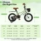14-inch kids bike with adjustable seat and training wheels, suitable for ages 3-5, featuring dual brakes and sturdy.