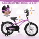 Kids bike with adjustable handlebar and seat, featuring dual brakes and detachable training wheels for ages 4-8.