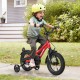 Red 12-inch kids bike with adjustable seat, training wheels, and reflectors, perfect for children aged 3-4 years.