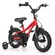 12-inch kids bike in red with adjustable seat, dual brakes, training wheels, and reflectors for safety and visibility.